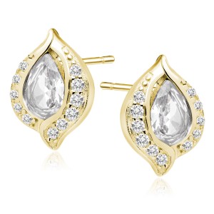Cercei argint placati cu aur galben cu pietre DiAmanti Z0736EG_W-DIA (Argint 925‰ 1,7 g.)